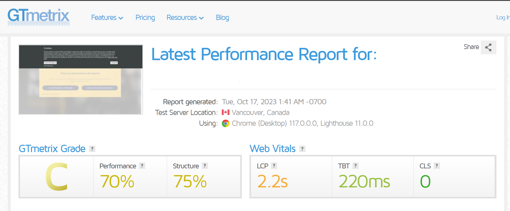 GT Metrix Report